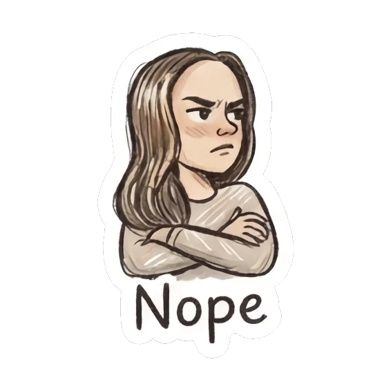Girl looking annoyed with arms crossed Doodle Girl Daily Life sticker for expressive chats and social replies.