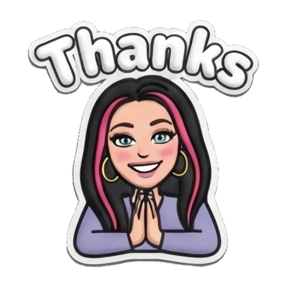 Grateful girl with hands pressed together in thanks Puff Print Girl Vibes sticker for expressive chats and social replies.