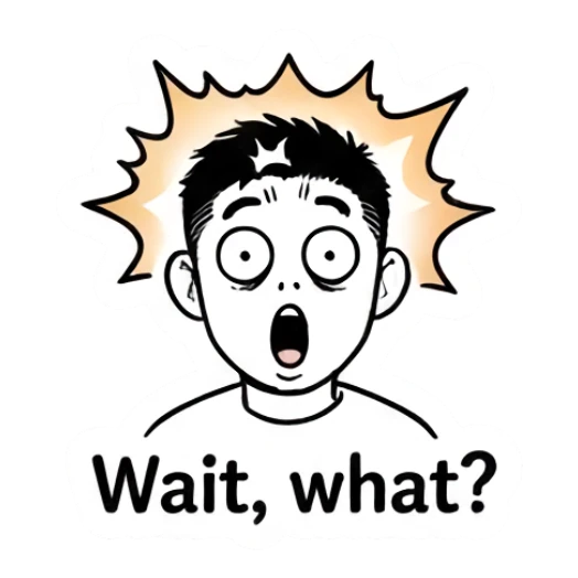 Shocked young man with wide eyes and mouth open Cool Guy Daily Vibes sticker for expressive chats and social replies.