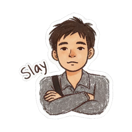 Boy looking cool with Slay text Doodle Boy Daily Vibes sticker for expressive chats and social replies.