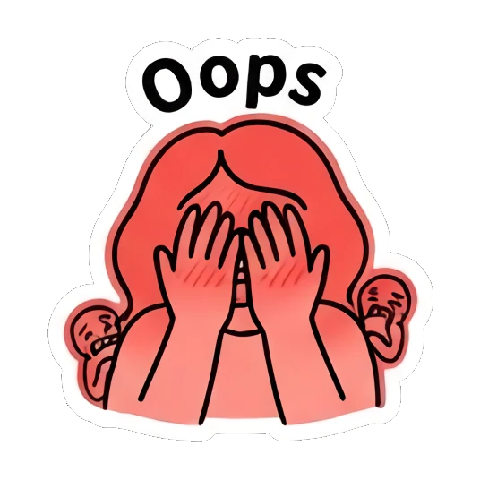 Girl covering face in embarrassment, text Oops Keith Haring Style Girl sticker for expressive chats and social replies.