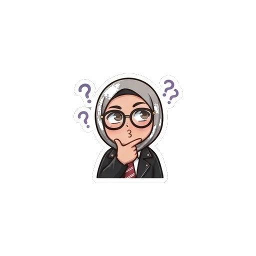 Hijab girl thinking with question marks Hijab Girl Daily Life sticker for expressive chats and social replies.