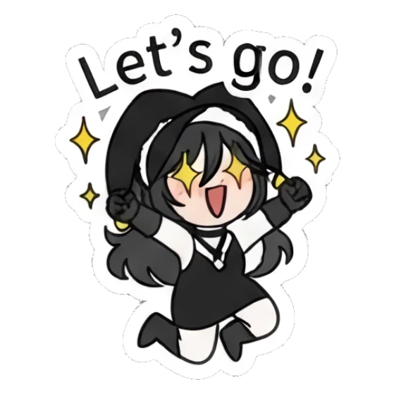 Jester girl jumping with joy and 'Let's go!' text Jester Girl Daily Moods sticker for expressive chats and social replies.