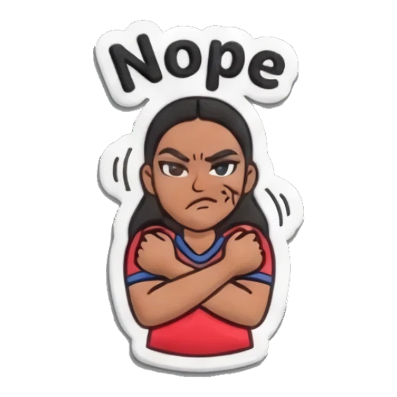 Girl with crossed arms, Nope text Sporty Girl Vibes sticker for expressive chats and social replies.