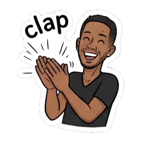 Man clapping hands with text clap Modern Couple Daily Vibes sticker for expressive chats and social replies.