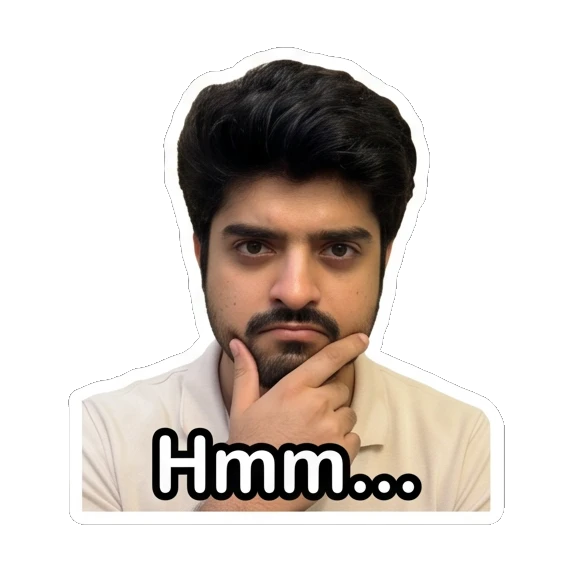 Young man resting chin on hand in a thoughtful pose. Daily Life of a Guy sticker for expressive chats and social replies.