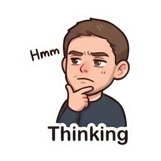 Man thinking with hand on chin Daily Life of Couple sticker for expressive chats and social replies.