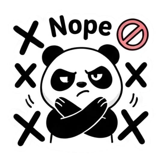 Refusing panda saying Nope with cross marks Keith Haring Style Panda sticker for expressive chats and social replies.