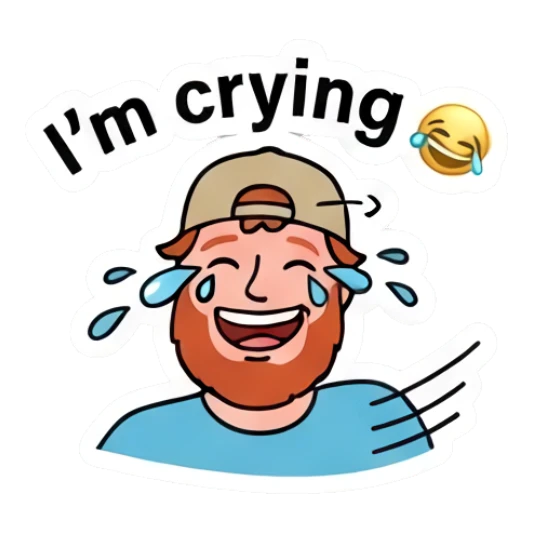 Bearded man laughing with tears of joy Bearded Guy Daily Vibes sticker for expressive chats and social replies.