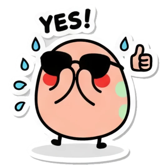 Approving egg with thumbs up saying YES Cool Egg Vibes sticker for expressive chats and social replies.