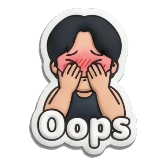 Boy covering face in embarrassment with text Oops Puffy Boy Daily Vibes sticker for expressive chats and social replies.