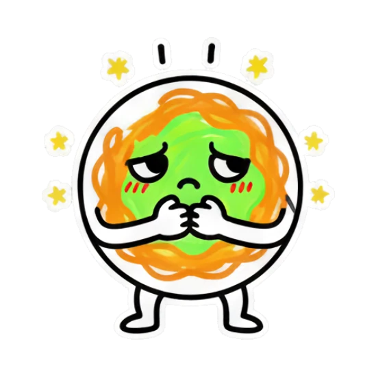 Noodle character looking shy and blushing Noodle Buddy Emotions sticker for expressive chats and social replies.