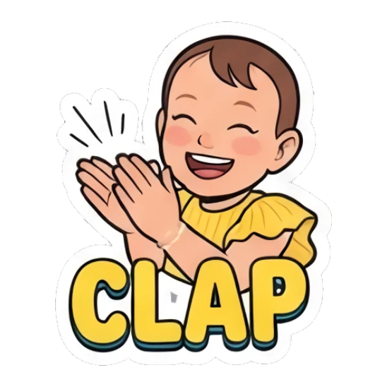 Happy toddler clapping hands Little Sunshine Expressions sticker for expressive chats and social replies.