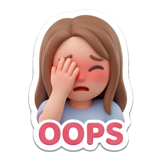 Girl facepalming with an oops expression Cute 3D Girl Expressions sticker for expressive chats and social replies.