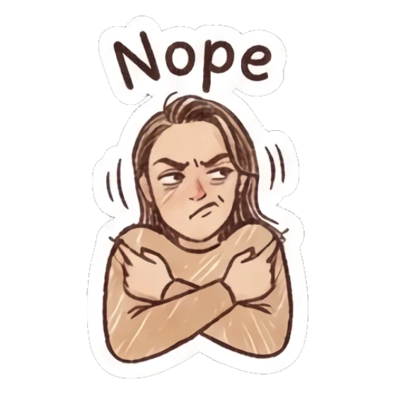 Girl crossing arms with a firm nope expression Doodle Girl Daily Expressions sticker for expressive chats and social replies.