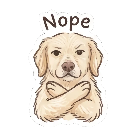 Stubborn golden retriever with crossed arms, text Nope Golden Doodle Daily Vibes sticker for expressive chats and social replies.