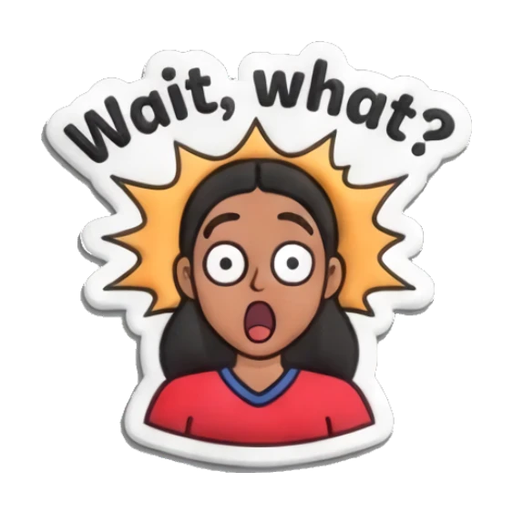 Girl looking shocked with Wait what text Sporty Girl Vibes sticker for expressive chats and social replies.