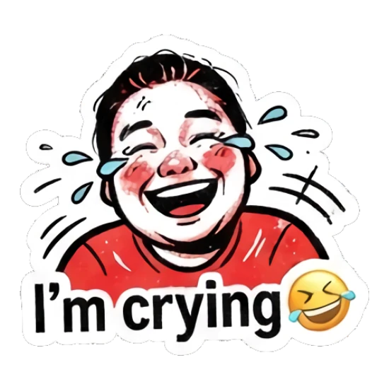 Girl laughing with tears of joy and I'm crying text Punk Girl Daily Vibes sticker for expressive chats and social replies.