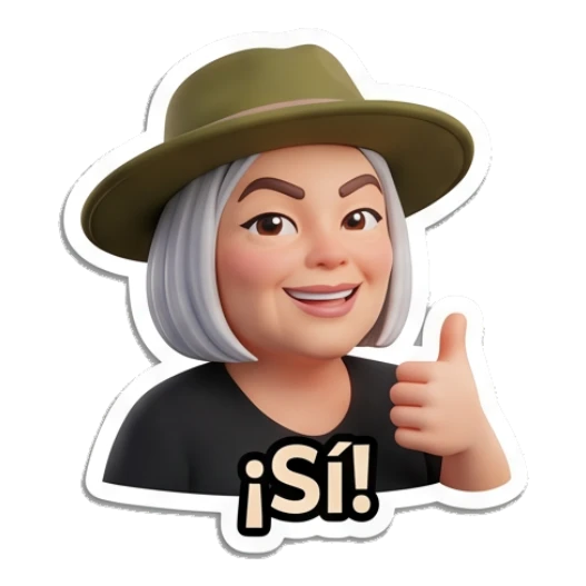 Explorer lady giving a thumbs up with text Sí Adventurous Explorer Lady sticker for expressive chats and social replies.