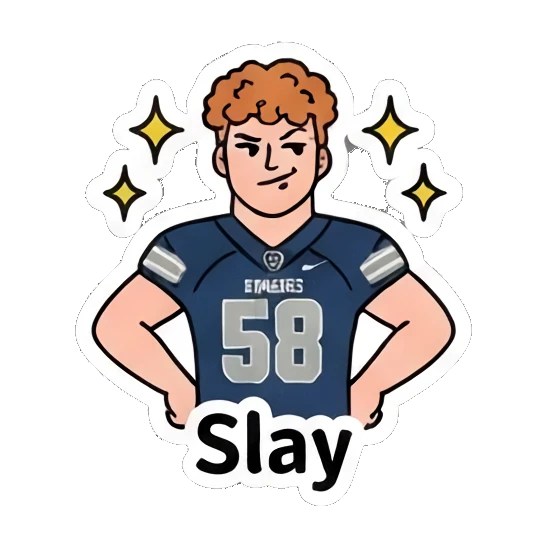 Confident ginger athlete posing with stars with text Slay Ginger Athlete Vibes sticker for expressive chats and social replies.