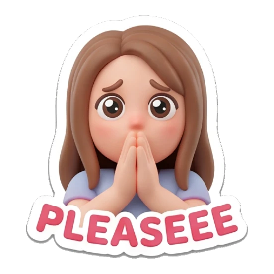 Girl with hands together begging please Cute 3D Girl Expressions sticker for expressive chats and social replies.