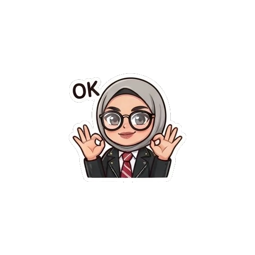 Hijab girl making an OK hand gesture with glasses Hijab Girl Daily Life sticker for expressive chats and social replies.