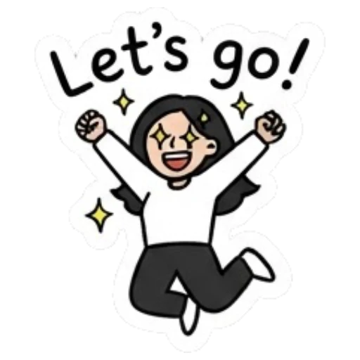 Girl jumping with excitement saying Let's go Daily Life of a Cool Girl sticker for expressive chats and social replies.