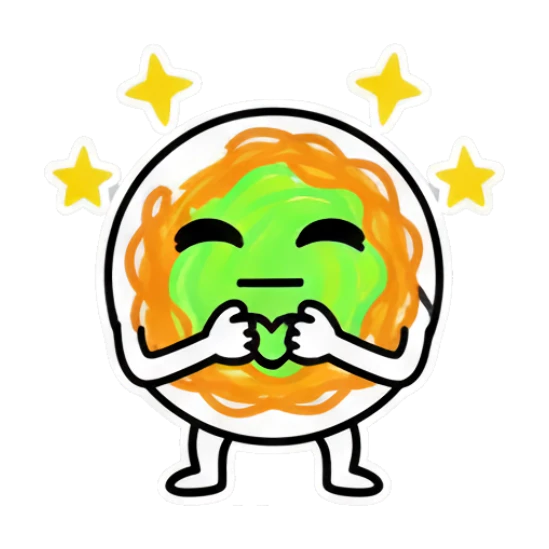 Noodle character posing with stars and 'Slay' text Noodle Buddy Emotions sticker for expressive chats and social replies.