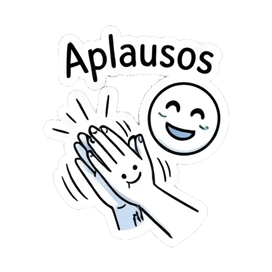 Hands clapping in applause with 'Aplausos' text. Curly Haired Boy Daily Vibes sticker for expressive chats and social replies.