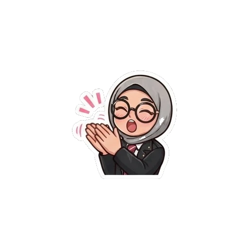 Hijab girl clapping hands happily Hijab Girl Daily Life sticker for expressive chats and social replies.