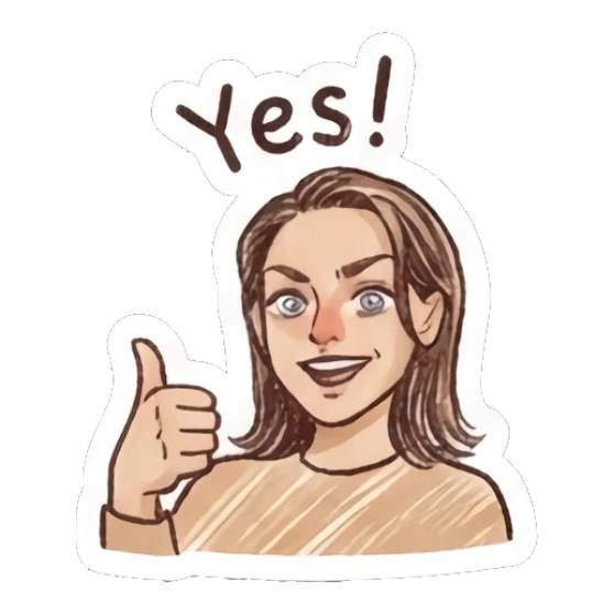 Girl giving a thumbs up with an enthusiastic yes Doodle Girl Daily Expressions sticker for expressive chats and social replies.