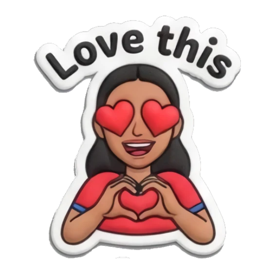 Girl with heart eyes, Love this text Sporty Girl Vibes sticker for expressive chats and social replies.