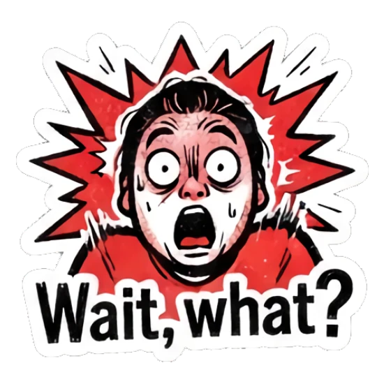 Girl looking shocked with wide eyes and Wait what text Punk Girl Daily Vibes sticker for expressive chats and social replies.