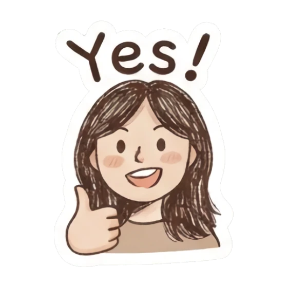 Girl giving a thumbs up with a cheerful smile. Sketchy Girl Daily Vibes sticker for expressive chats and social replies.