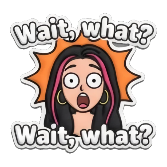 Shocked girl with wide eyes and mouth open Puff Print Girl Vibes sticker for expressive chats and social replies.