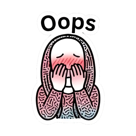 Embarrassed girl covering face with hands with text Oops Keith Haring Style Girl sticker for expressive chats and social replies.