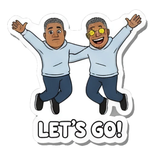 Man and woman jumping in the air with excitement Daily Duo Vibes sticker for expressive chats and social replies.