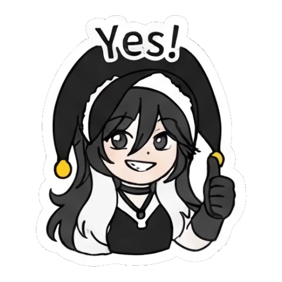 Jester girl giving a thumbs up with 'Yes!' text Jester Girl Daily Moods sticker for expressive chats and social replies.