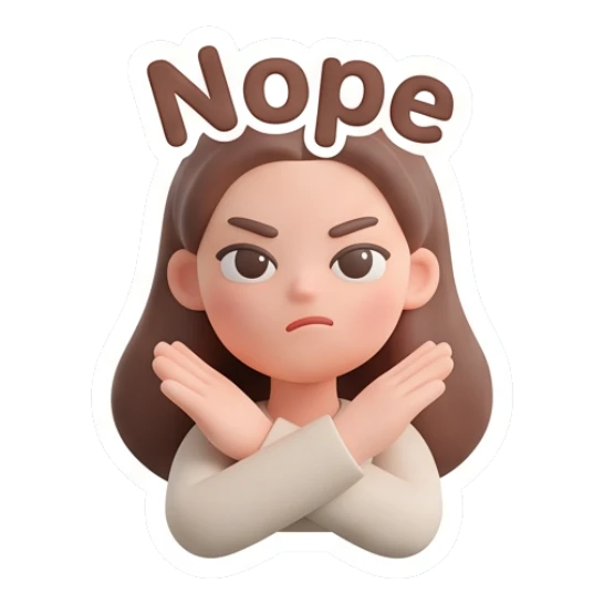 Girl crossing arms saying nope Cute Clay Girl Daily Expressions sticker for expressive chats and social replies.