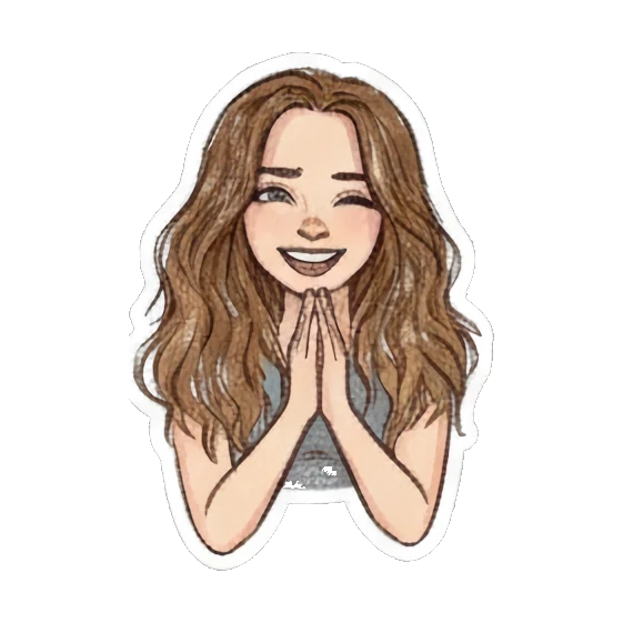 Curly-haired girl clapping with a wink. Curly Haired Girl Moods sticker for expressive chats and social replies.