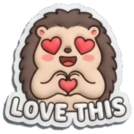 Hedgehog with heart eyes and hand heart gesture Puffy Hedgehog Daily sticker for expressive chats and social replies.
