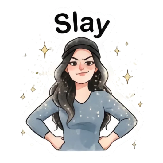 Girl in cap looking confident and sassy with text Slay Modern Girl Daily Vibes sticker for expressive chats and social replies.