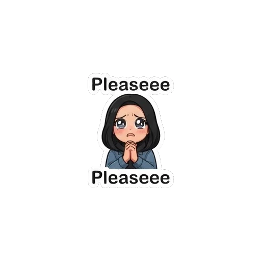 Pleading girl with big watery eyes and hands together Cool Girl Daily Vibes sticker for expressive chats and social replies.