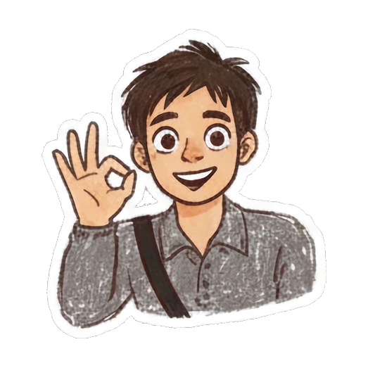 Boy making OK gesture looking forward Doodle Boy Daily Vibes sticker for expressive chats and social replies.