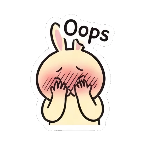 Embarrassed blushing rabbit covering face. Smart Bunny Daily Moods sticker for expressive chats and social replies.