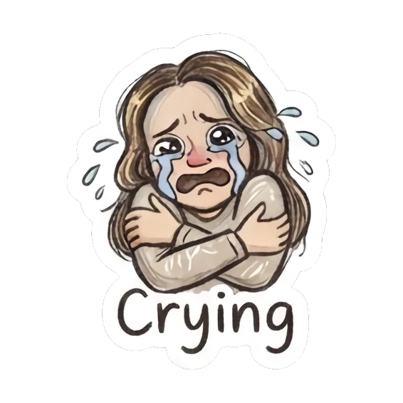 Girl crying loudly with arms crossed Doodle Girl Daily Life sticker for expressive chats and social replies.