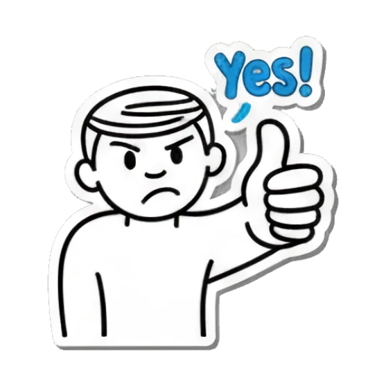 Boy giving thumbs up with text Yes Keith Haring Style Doodles sticker for expressive chats and social replies.