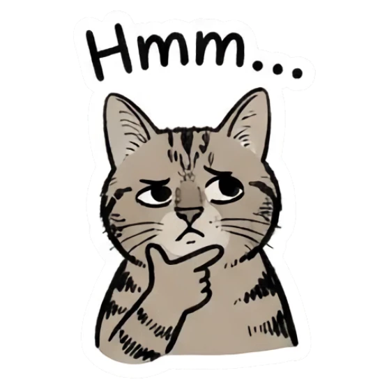 Thoughtful cat resting chin on paw Doctor Tabby Cat Daily sticker for expressive chats and social replies.