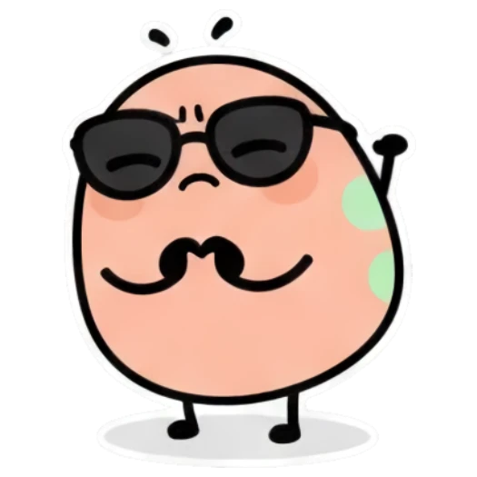 Egg character with mustache and sunglasses text SIDE EYE Puffy Egg Pals sticker for expressive chats and social replies.