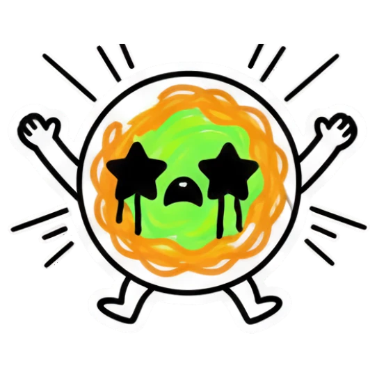 Noodle character with star eyes crying with joy Noodle Doodle Pals sticker for expressive chats and social replies.